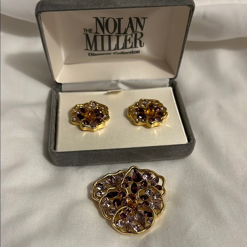 Nolan Miller Pansy Pin & Earring set